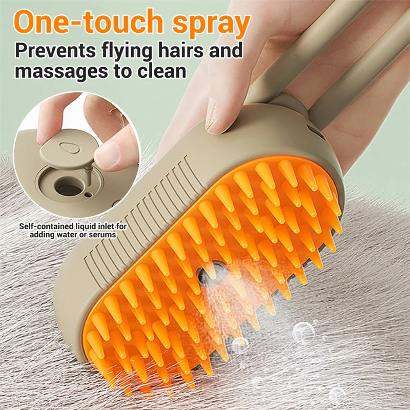 3 in 1 Steamy Cat Brush- Professional Grooming, Massage & Cleaning Tool