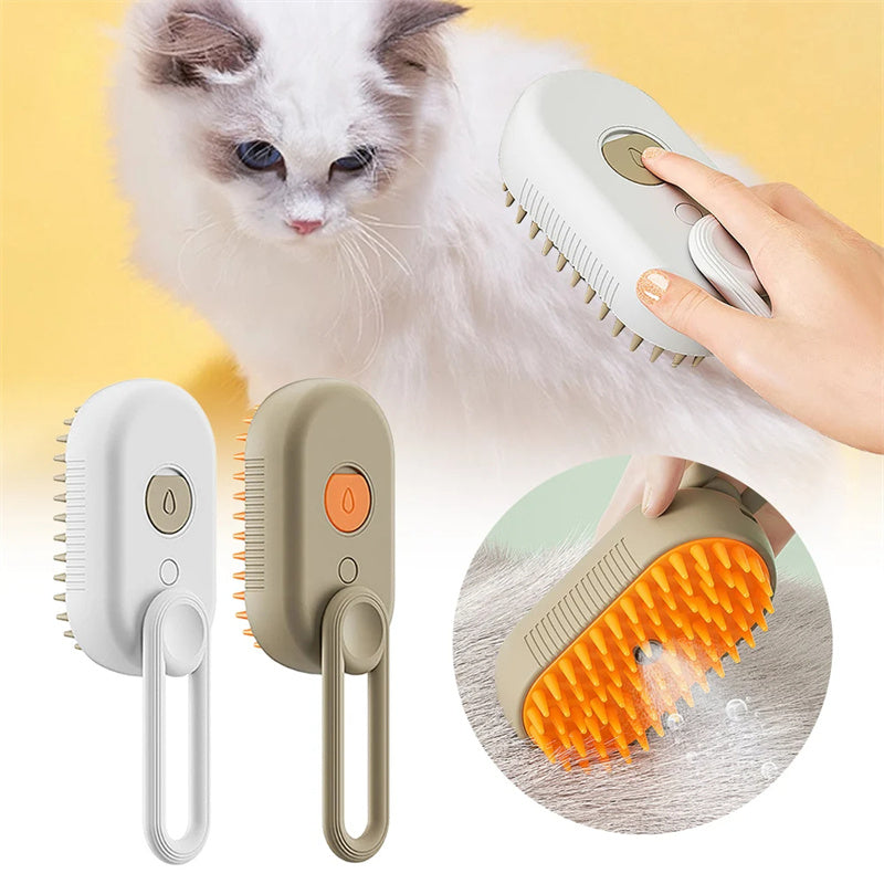 3 in 1 Steamy Cat Brush- Professional Grooming, Massage & Cleaning Tool