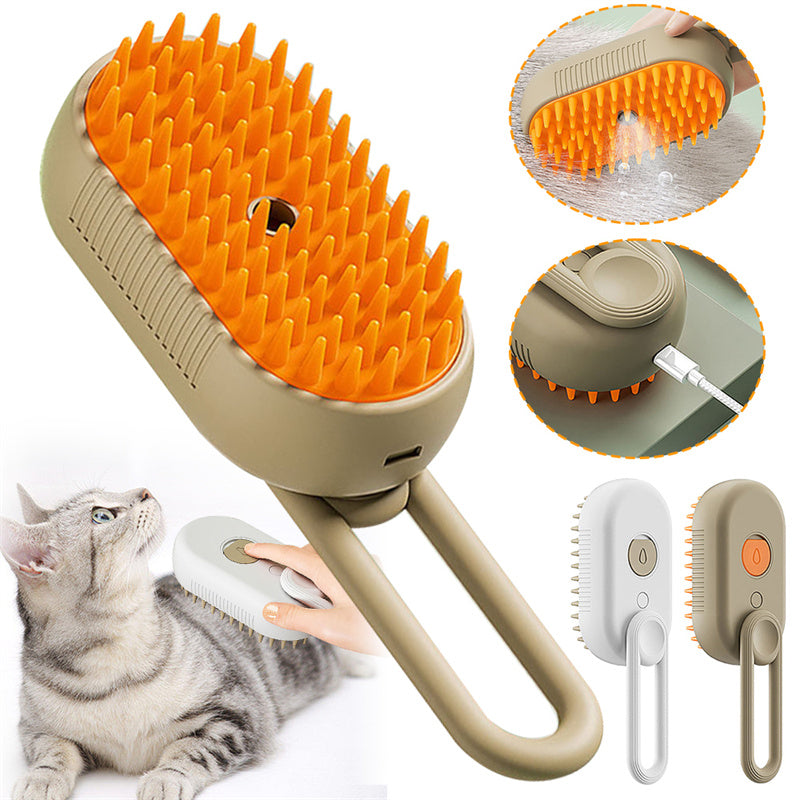 3 in 1 Steamy Cat Brush- Professional Grooming, Massage & Cleaning Tool